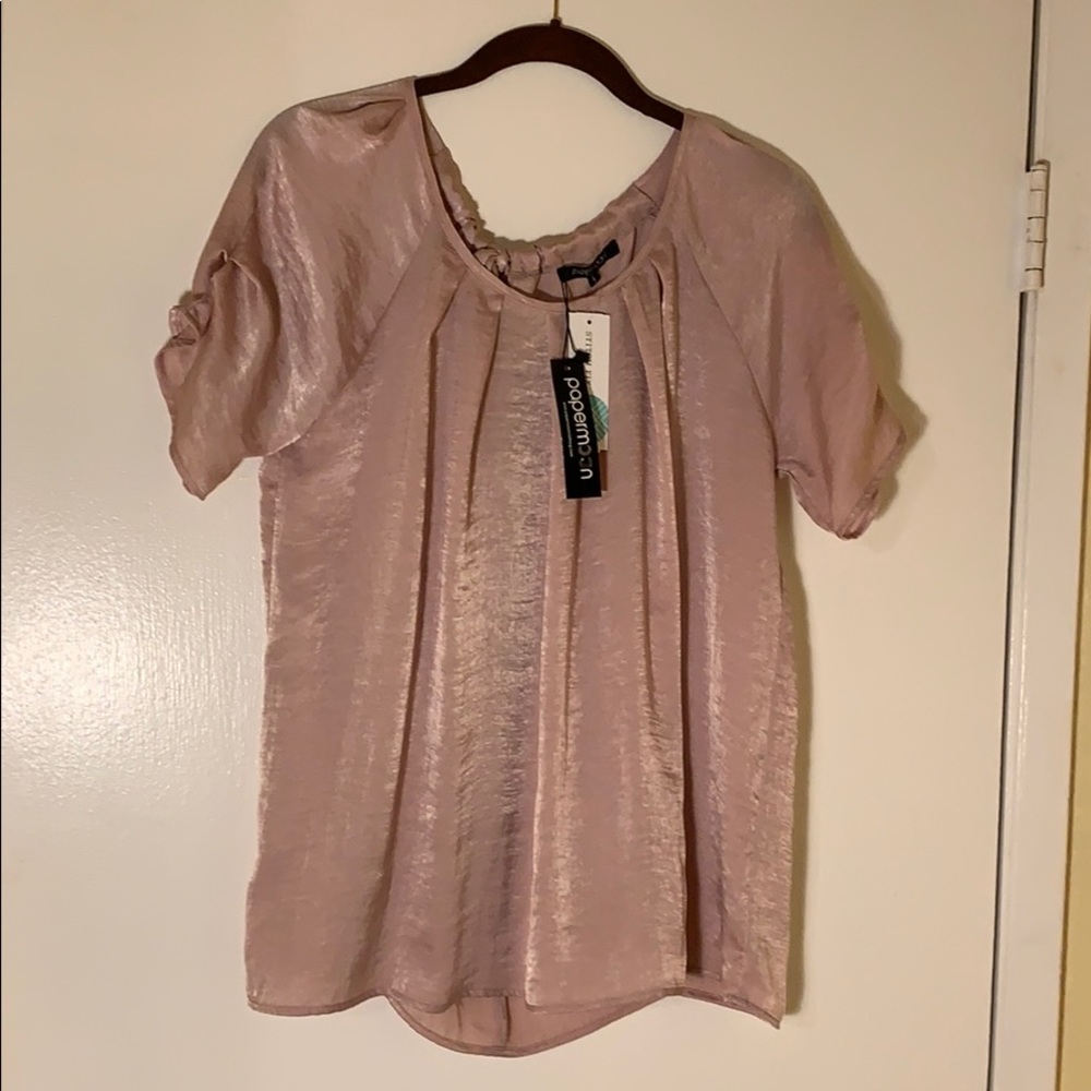Papermoon Bow Back Blouse in Light Pink Size L